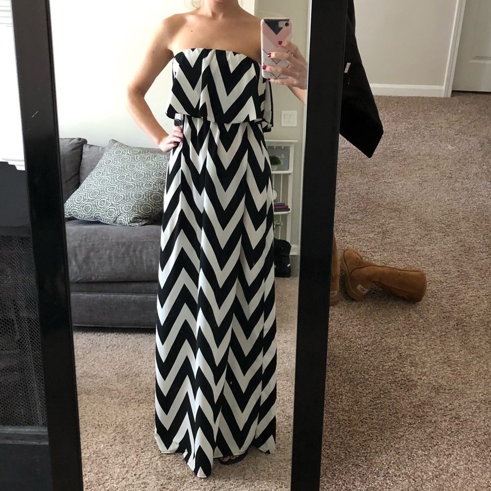 Black and white chevron maxi dress